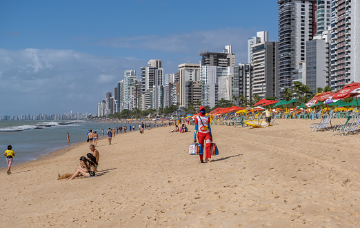 Recife, Pernambuco, Brazil - September 13, 2020:Boa Viagem is the most beautiful and famous urban beach in Recife city.