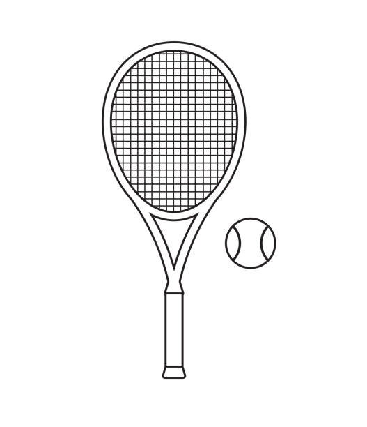 illustrations, cliparts, dessins animés et icônes de raquette et balle de tennis à contour plat vectoriel - table tennis table tennis racket racket sport ball