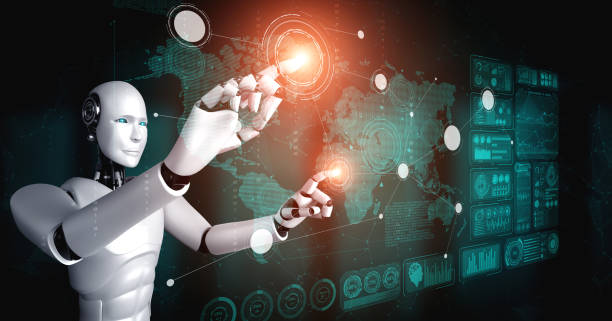 istock AI humanoid robot touching virtual hologram screen showing concept of big data 1272712364