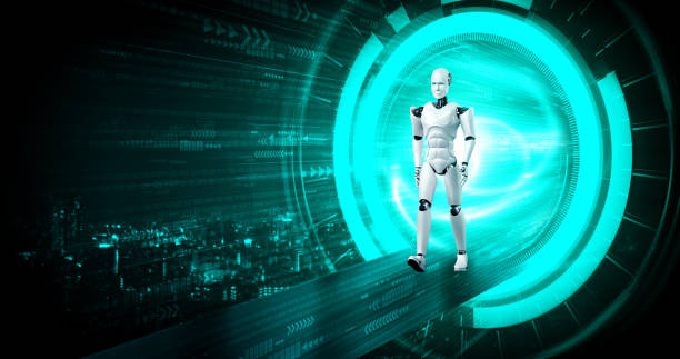 istock 3D rendering robot humanoid in sci fi fantasy world 1272712458