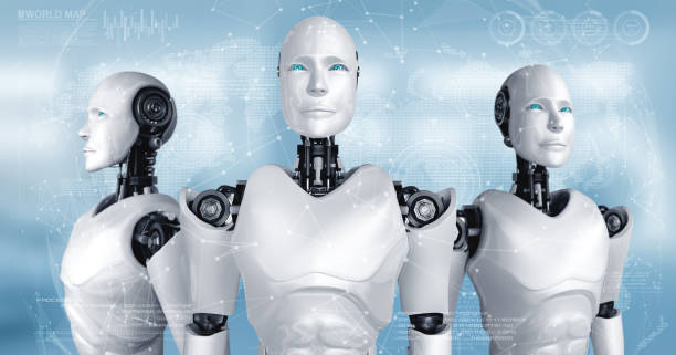 istock Team humanoid AI robot showing concept of teamwork and collaboration 1272712496
