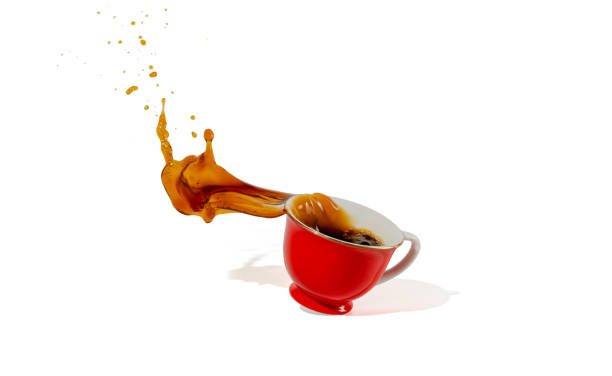 istock hot coffee red cup spilling and coffee water splash isolated on white background 1272714949