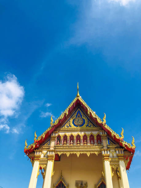 istock Thai Buddhist temple and blue sky 1272720098