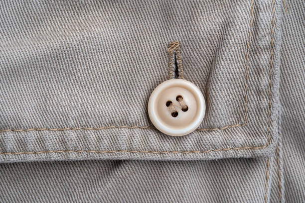 istock Trouser pocket with button, closeup. Backside view with buttoned pocketon the pants 1272723087