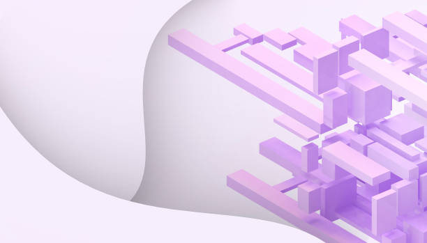 istock Abstract Technology Connection background and Creative Ideas Box Geometric shapes  on purple paper art style - 3d rendering 1272724809