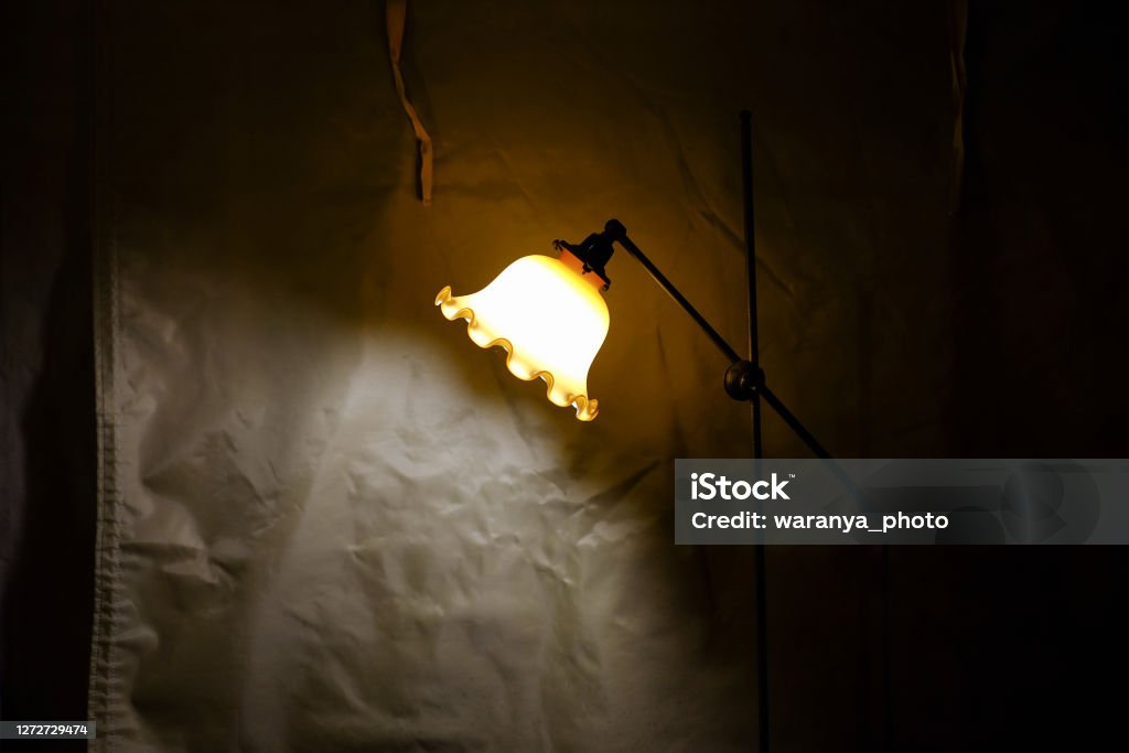 lamp vintage in tent camping area lamp vintage in tent camping area at natural parkland Artist's Canvas Stock Photo