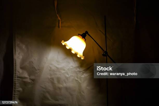 Lamp Vintage In Tent Camping Area Stock Photo - Download Image Now - Artist's Canvas, Tent, Black Color
