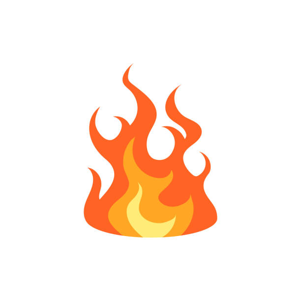 ilustrações de stock, clip art, desenhos animados e ícones de simple vector flame icons in flat style - bonfire beach fire barbecue