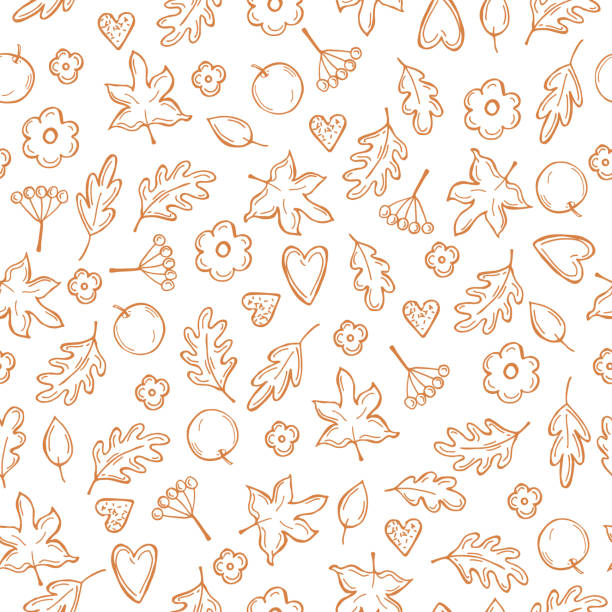 ilustrações de stock, clip art, desenhos animados e ícones de vector pattern with  autumn leaves and berries. - outono folha