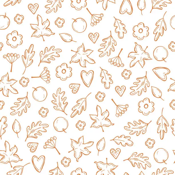 Vector illustration of Vector pattern with  autumn leaves and berries.