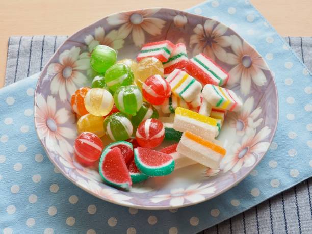 istock Red, yellow, green circle shaped candy and Fruit jelly 1272737136