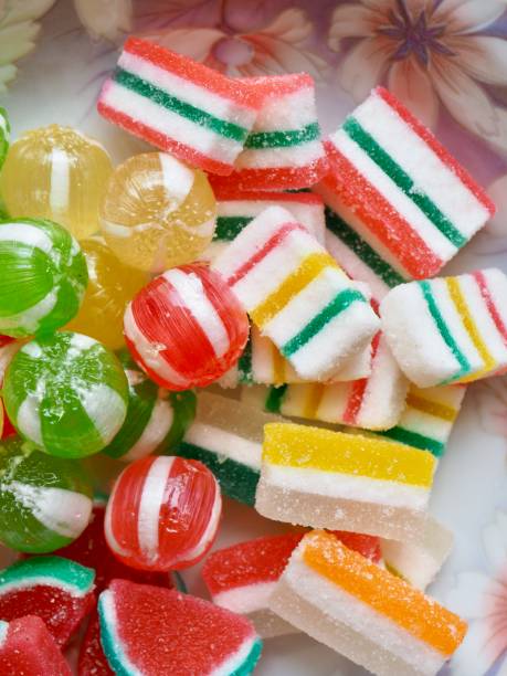 istock Red, yellow, green circle shaped candy and Fruit jelly 1272737137
