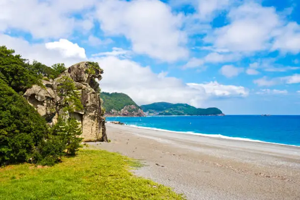 Lion Crag in Kumano, Mie, Japan, shshi rock,shishiiwa,rock,stone,black beach