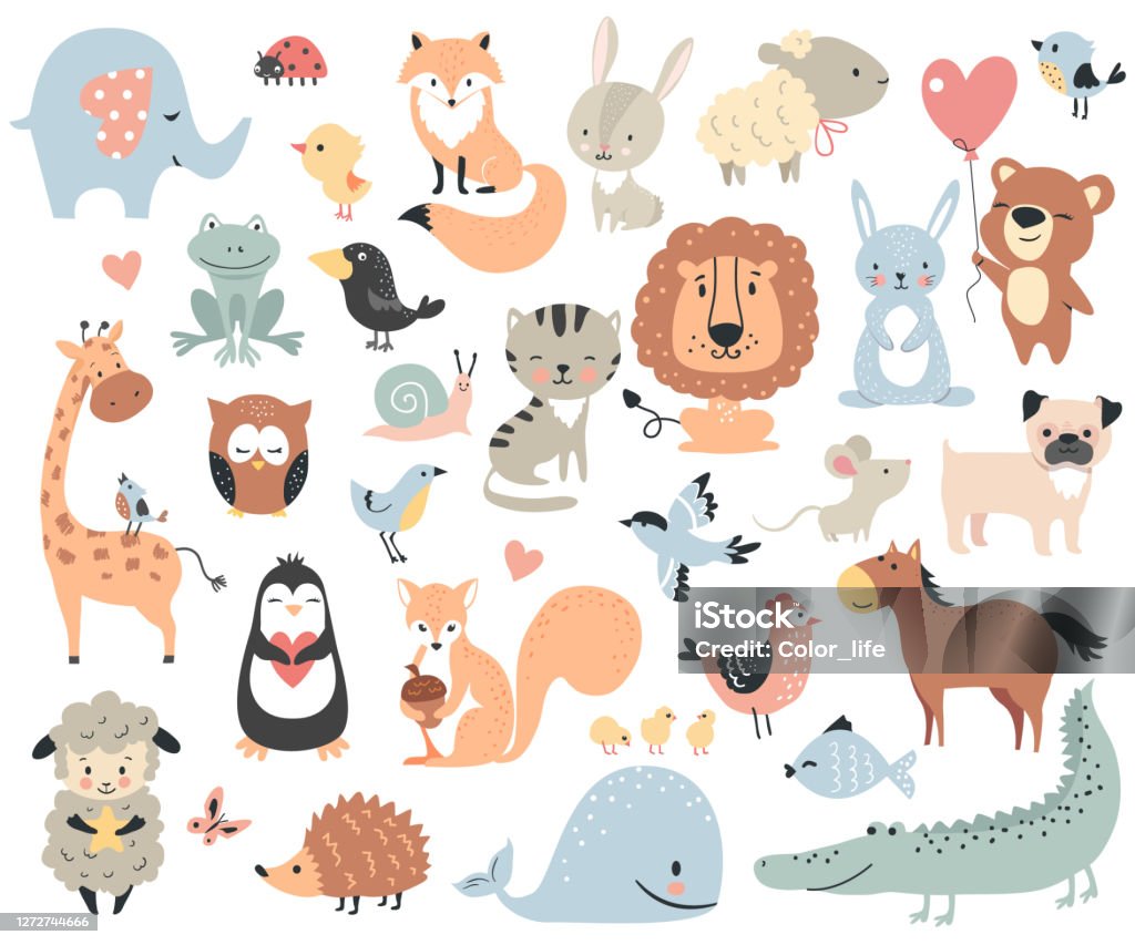 Wild Animals And Pets Stock Illustration - Download Image Now - Animal,  Cute, Illustration - iStock