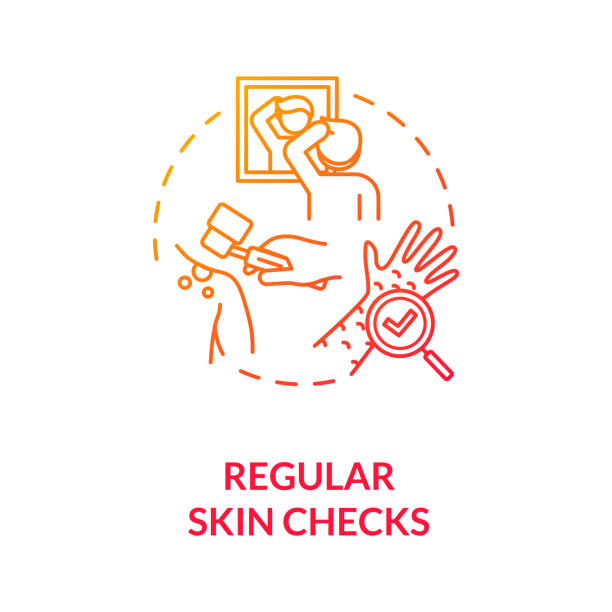ilustrações, clipart, desenhos animados e ícones de ícone conceitual de verificações de pele regulares - cancer de pele