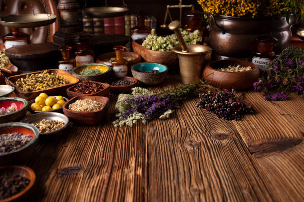 istock Natural medicine background. 1272750306
