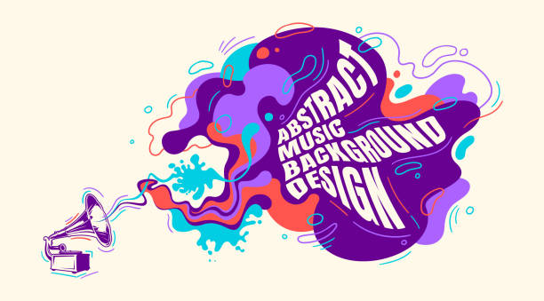 Abstract music background. Abstract music background design with colorful liquid shapes. Vector illustration. rock n roll music speakers stock illustrations
