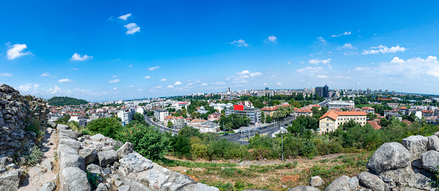 View at Plovdiv seen from Nebet tepe hill. Bulgaria, Eastern Europe.