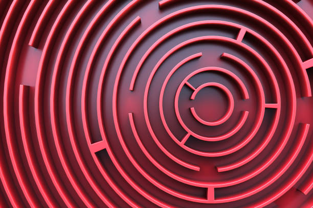 istock Circular maze. View from above. Red style. 1272762740