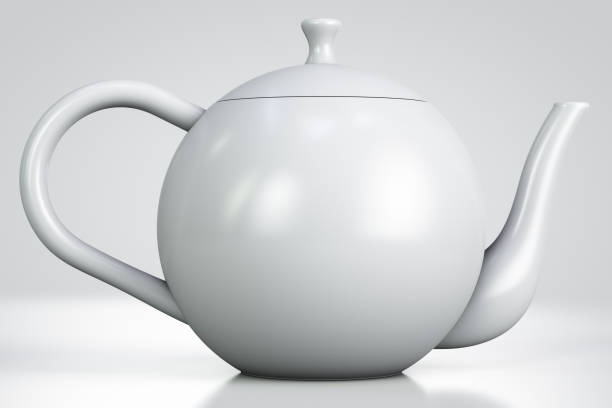 istock Ceramic teapot. Close-up. Gray style. 1272762761
