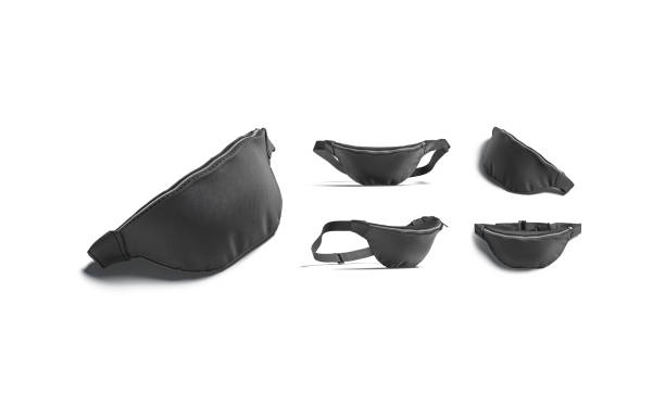 istock Blank black waist bag mockup, different views 1272768505