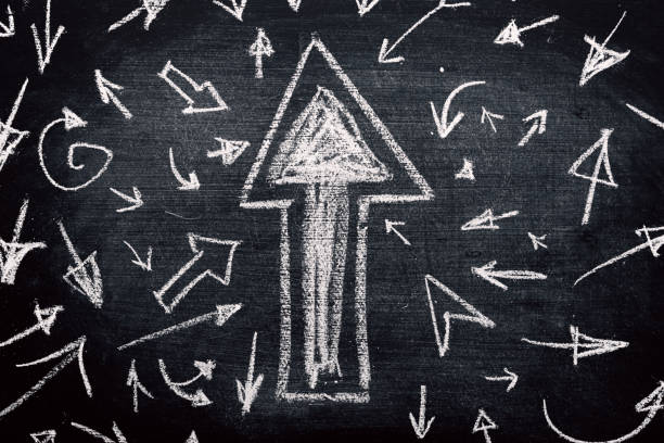 istock Arrow symbols, chalk on dirty blackboard 1272773641
