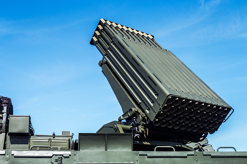 multiple launch rocket system weapons are ready for firing