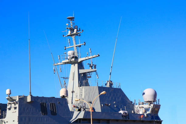 communications tower of a small warship
