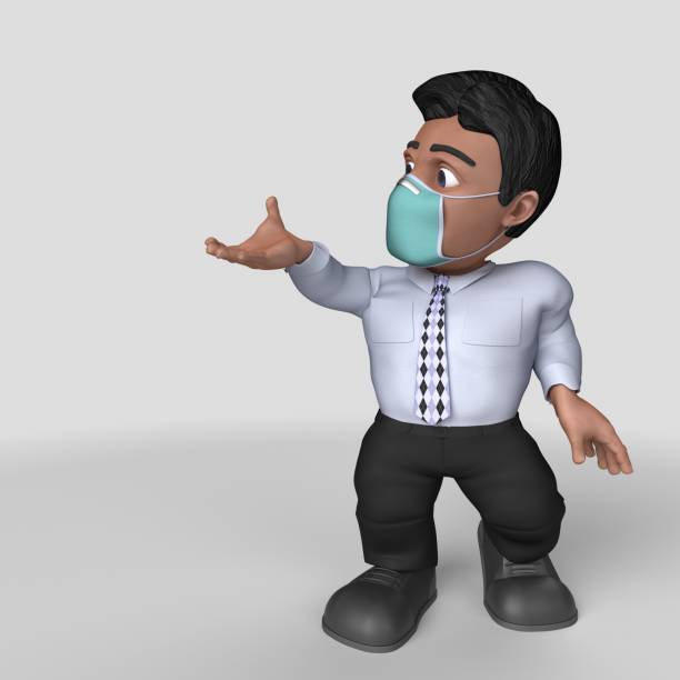 istock 3D Cartoon Business Character in face mask 1272778294