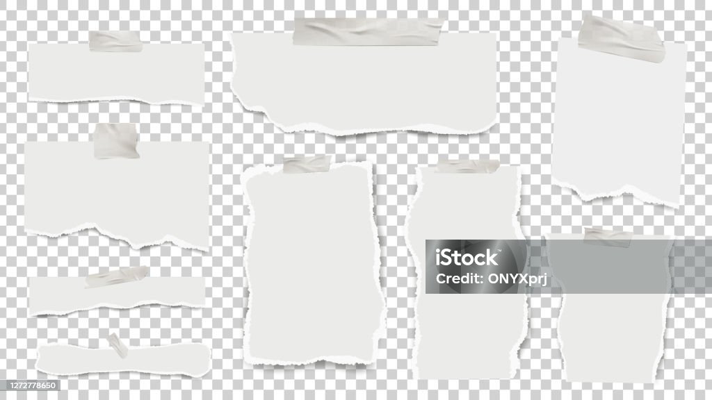 Realistic Notepad Paper Ripped Ripped Notes Paper Realistic Sheets Glued With Tape Empty Blank Papers ...