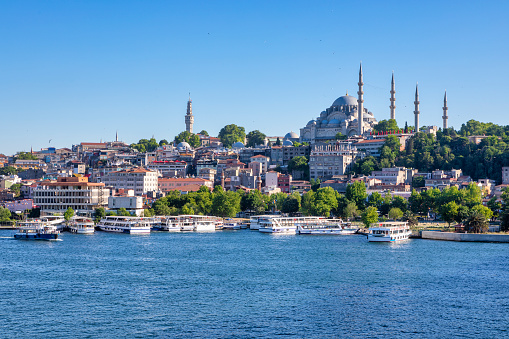 View on Golden Horn bay from Metro Bridge, Istanbul, Turkey