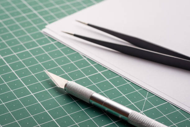 istock Different stationery equipment before origami making. 1272787682