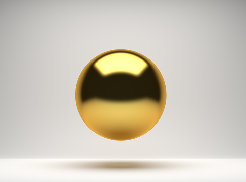 Golden sphere on white background