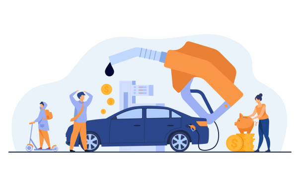 illustrazioni stock, clip art, cartoni animati e icone di tendenza di prezzo elevato per il concetto di carburante per auto - combustibile biologico illustrazioni