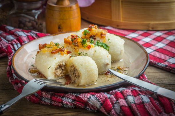 istock Potato dumplings stuffed with minced meat. 1272796869