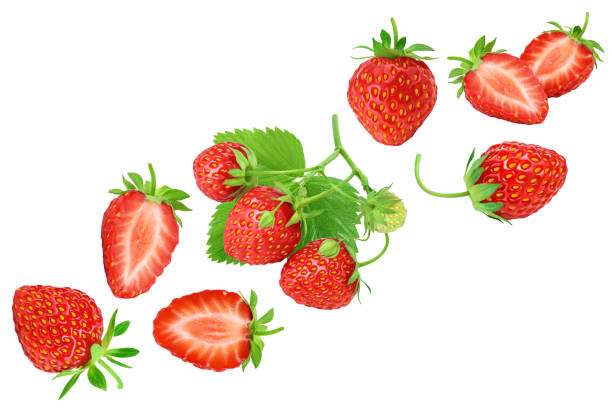 istock Strawberries isolated on white background with copy space for your text. Top view. Flat lay pattern 1272798468