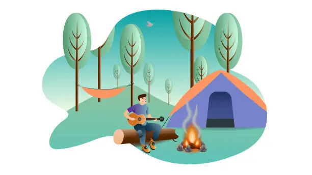 Vector illustration of Adventure Camping - Vector Illustration