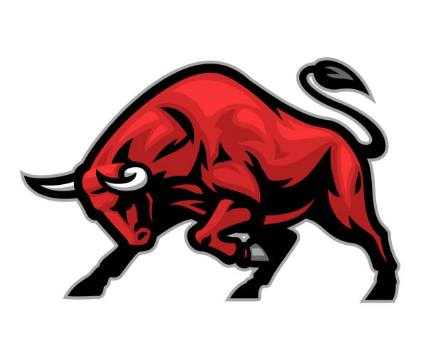 ilustraciones, imágenes clip art, dibujos animados e iconos de stock de mascota de toro enojado listo para atacar - in ox