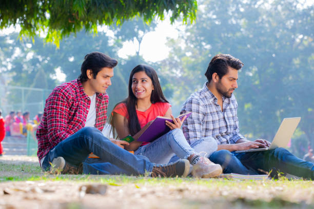istock Group of students studying in a park stock photo 1272819556
