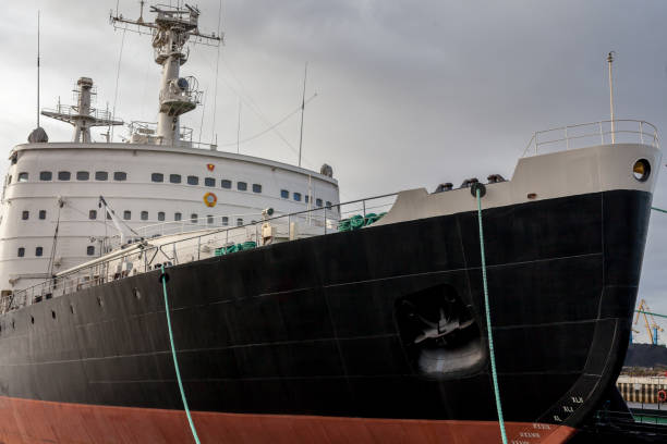 MURMANSK, RUSSIA - 2014 SEPTEMBER 14 Soviet nuclear powered icebreaker. Launched in 1957, it was both the world's first nuclear powered surface ship and the first nuclear powered civilian vessel