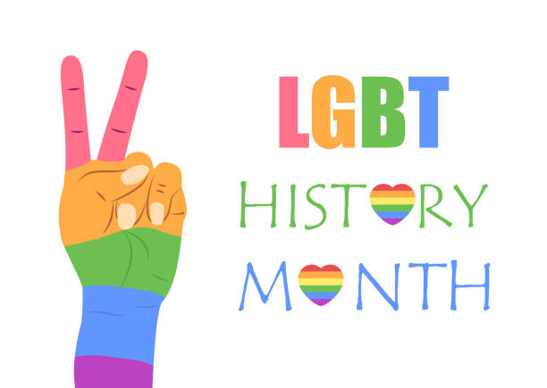 LGBT history month concept vector for banner, poster, web. Heart is painted in LGBT pride colors. LGBT history month concept vector for banner, poster, web. Heart is painted in LGBT pride colors. Event is celebrated in October. lgbt history month stock illustrations