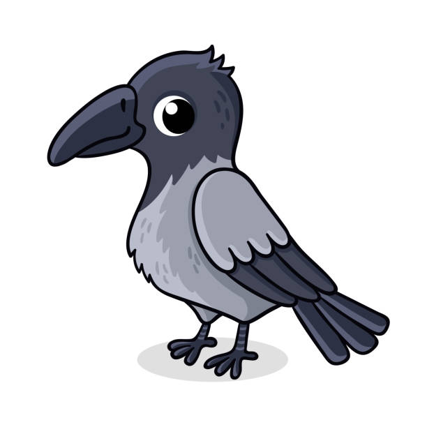 Lonely Crow Vector Illustration With Cute Bird In Cartoon Style Stock  Illustration - Download Image Now - iStock