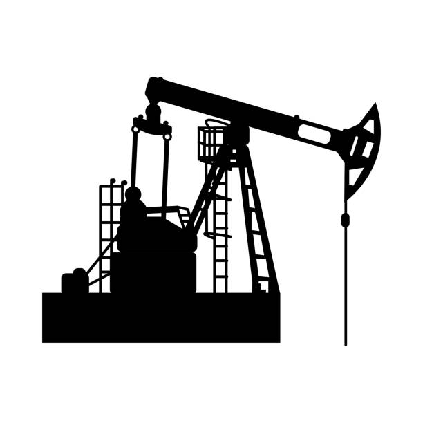 istock Black oil pumpjack silhouette on white background. Vector isolated symbol of petroleum industry. Icon for web or interface design. Oil and gas market. Energy business and environmental problems 1272822712
