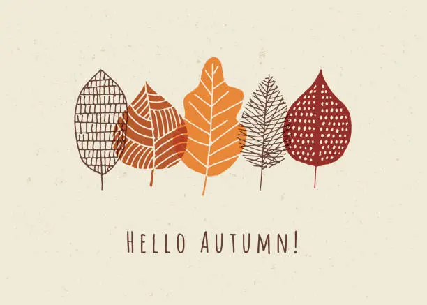 Vector illustration of Autumn card with leaves.