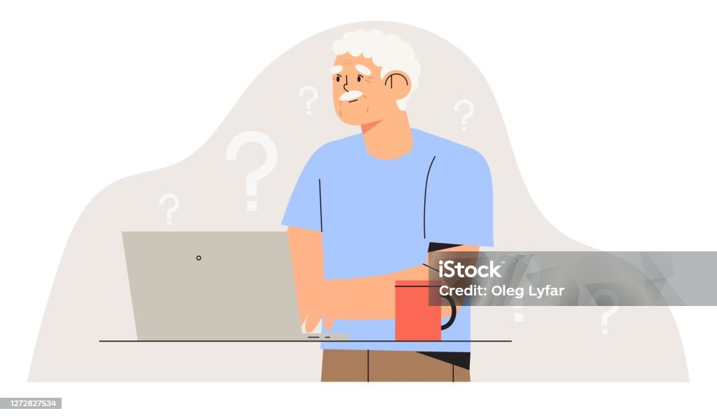 Difficulty In Using Computer Elderly Person Study To Work On Laptop Or Computer And Having ...