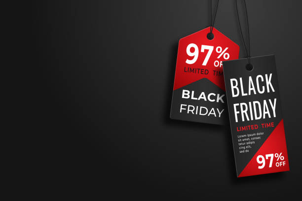 istock Black Friday realistic paper price tag. Sale price tag labels 1272831349