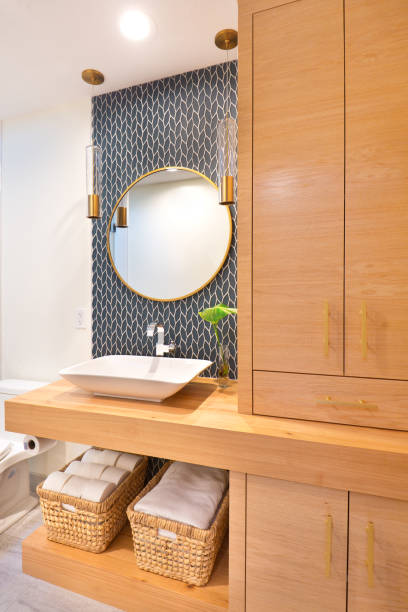 istock Contemporary Bathroom Design with Above Counter Vessel Sink and Vanity 1272831421