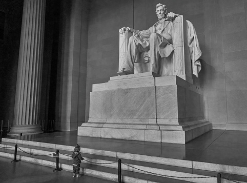 Toddler Girl at the Lincoln Memorial in Washington DC Capital of the USA