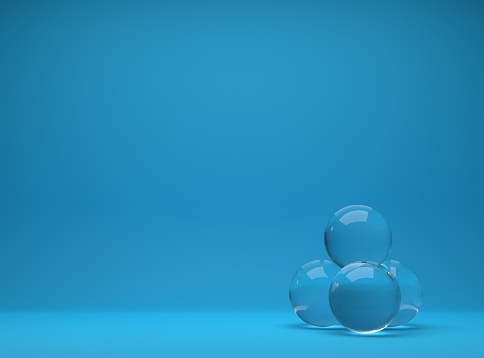 Crystal ball on blue background 3D render