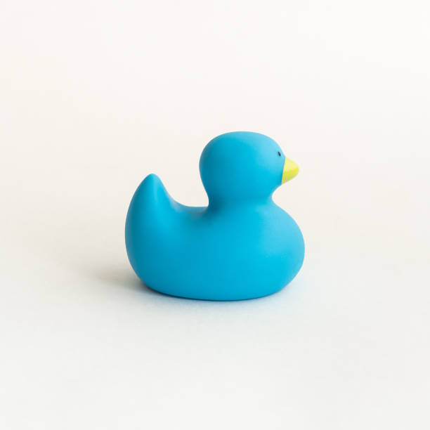 istock Toy blue rubber duck isolated on white background. 1272841679